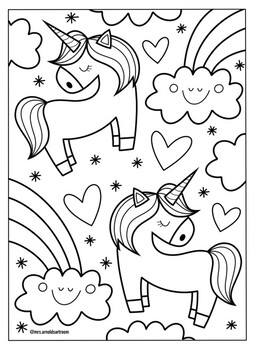 Unicorn coloring page by mrs arnolds art room tpt