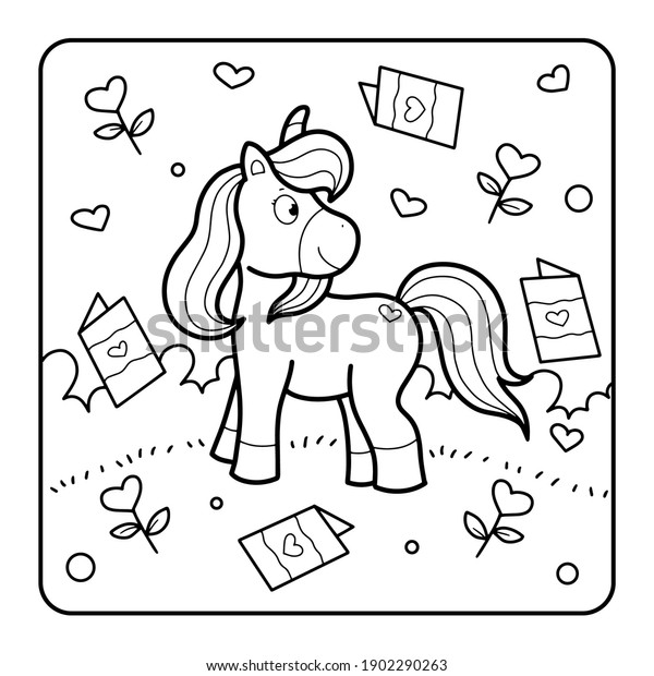 Hakuun valentines day unicorn coloring page liittyvã kuvituskuva