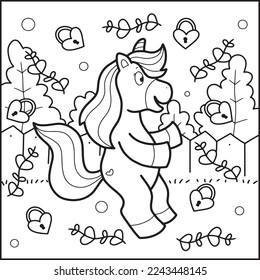 Valentines day unicorn coloring page stock vector royalty free