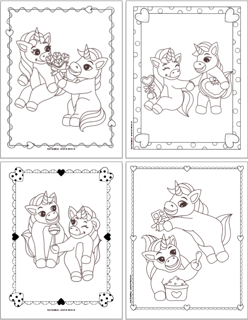 Super cute free printable valentine unicorn coloring pages