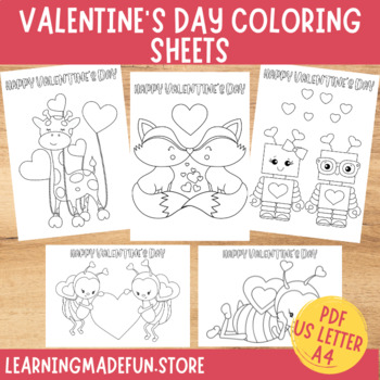 Valentines coloring pages valentines day cards sheets for kids coloring book