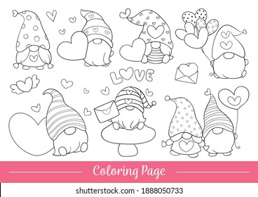 Valentine gnome coloring page images stock photos d objects vectors