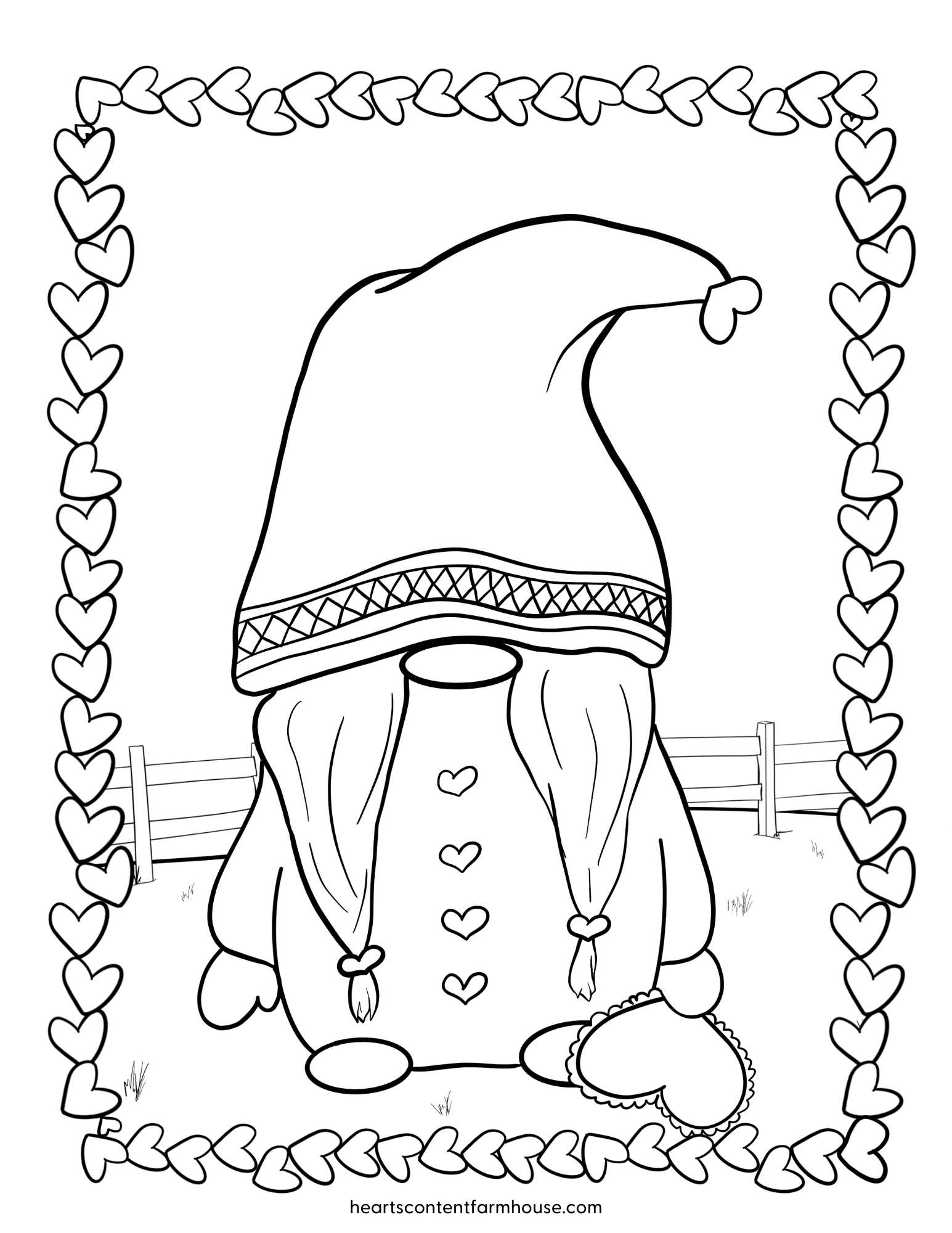 Cute valentine gnome coloring pages to print for endless fun