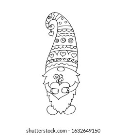 Valentine gnome heart vector hand drawn stock vector royalty free