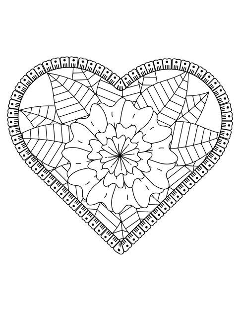 Premium vector heart coloring page for adult and kids love coloring vector valentine pattern design valentine