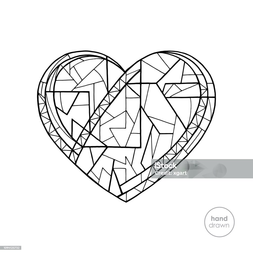 Heart coloring book hand drawn abstract love holidays vector illustration valentines day background in modern style stock illustration