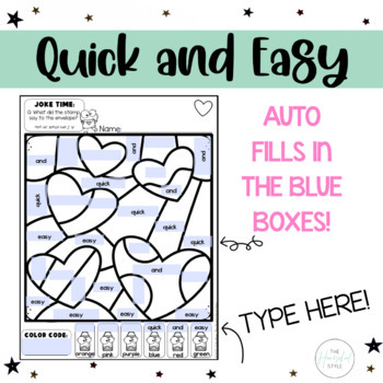 Valentines day color by letter color by code editable activities made by teachers