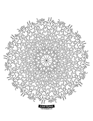 Valentines mandala coloring page