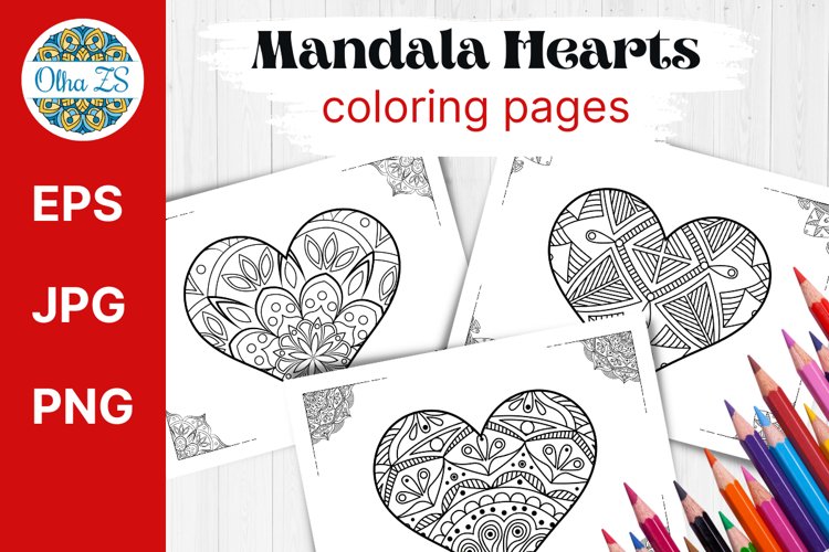 Mandala hearts coloring book for adult
