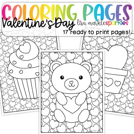 Valentines day coloring pages sheets printable pdf valentine gift for kids and adults
