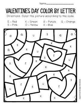 Color by capital letter valentines day preschool worksheets tpt