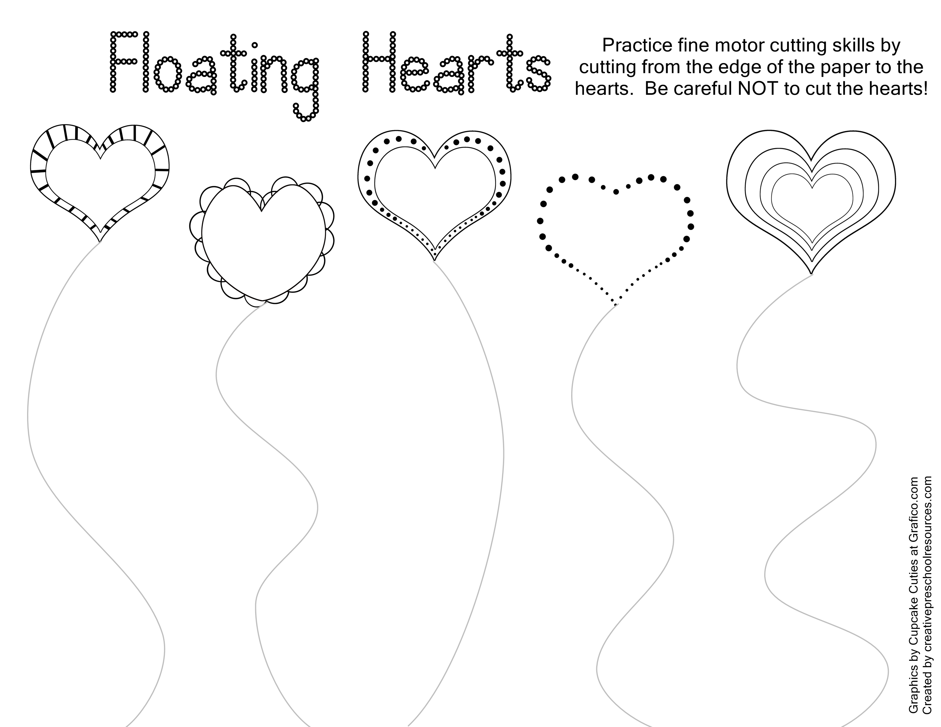 Valentine trace cut printables creative preschool resources