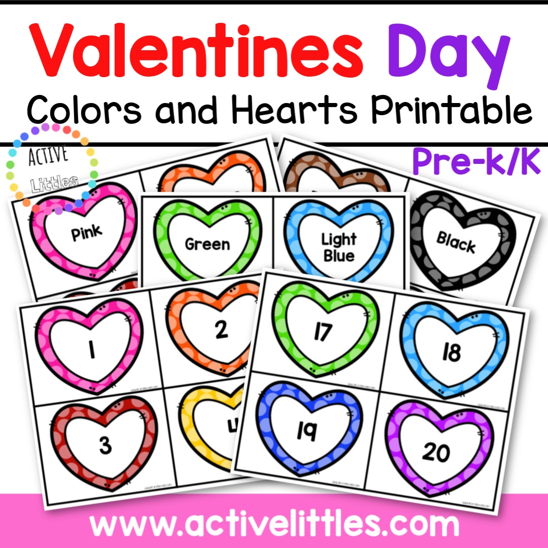 Valentines day colors and math printable