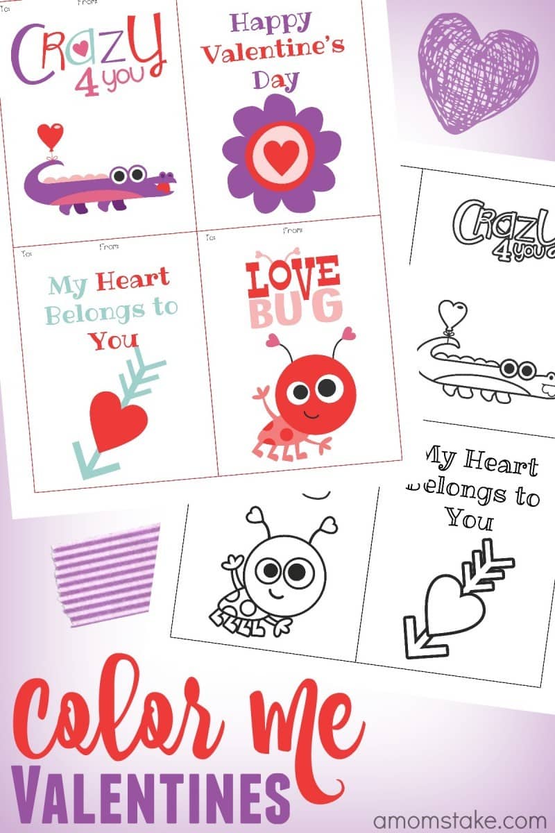 Color me valentine printables classroom cards