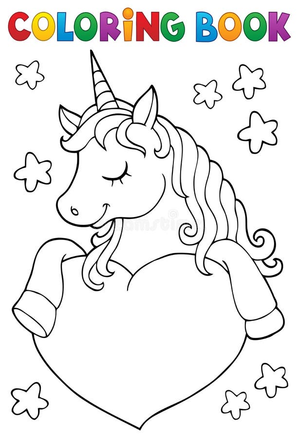 Coloring book unicorn and heart stock vector
