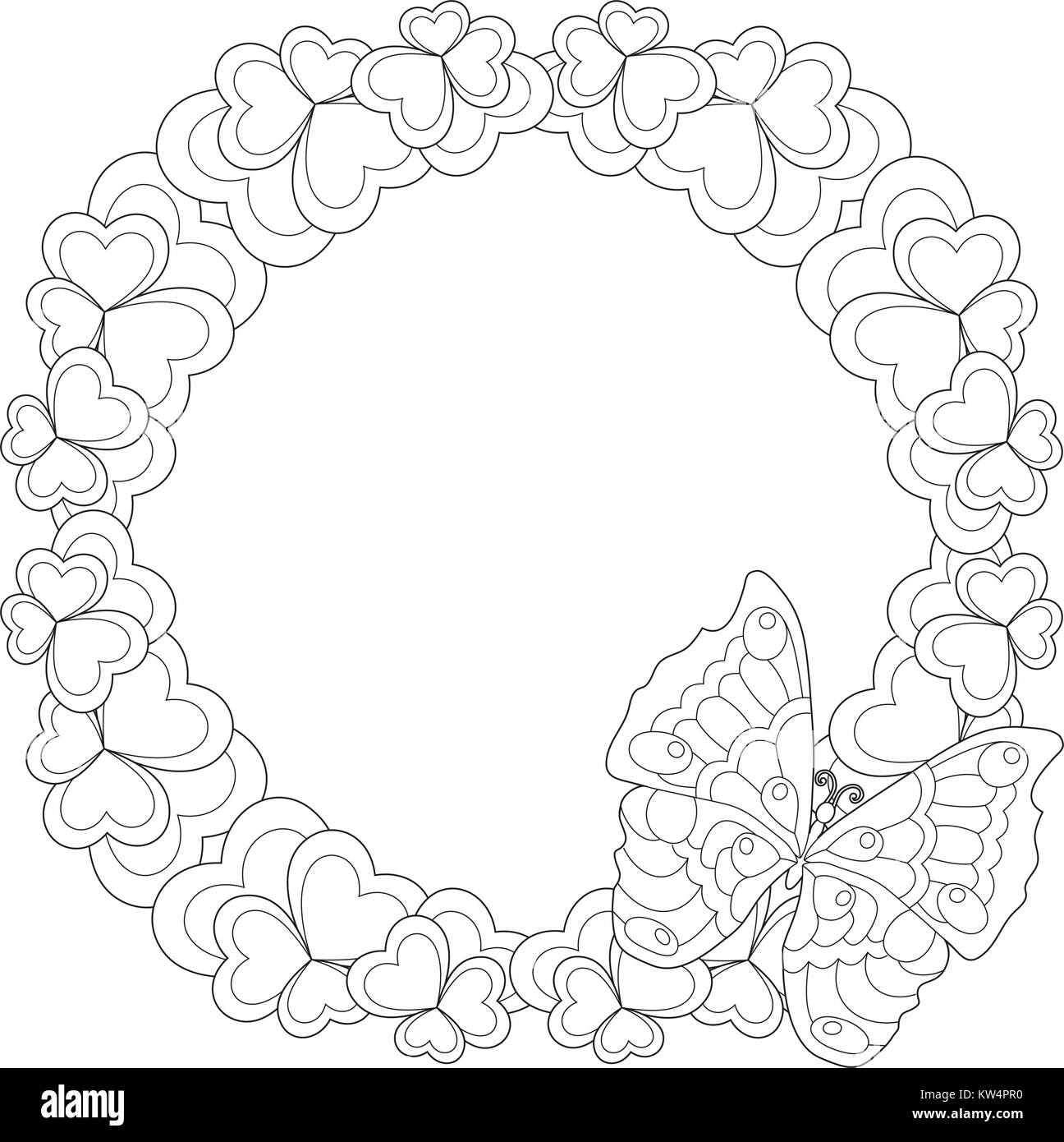 Flower black und white butterfly kranz fãr valentinstag karte stock