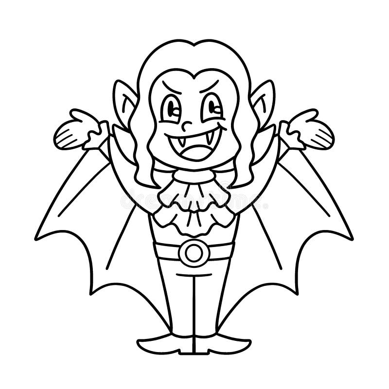 Girl vampire halloween isolated coloring page stock vector