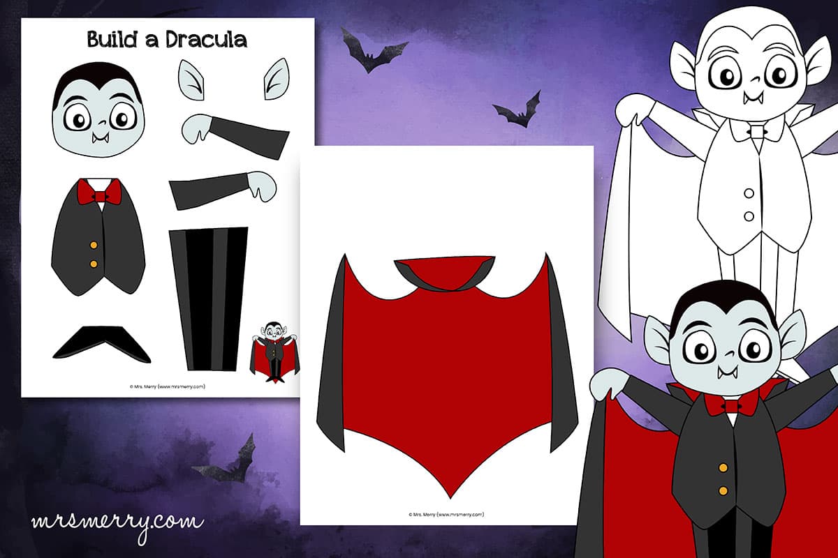 Build a dracula craft free printable mrs merry