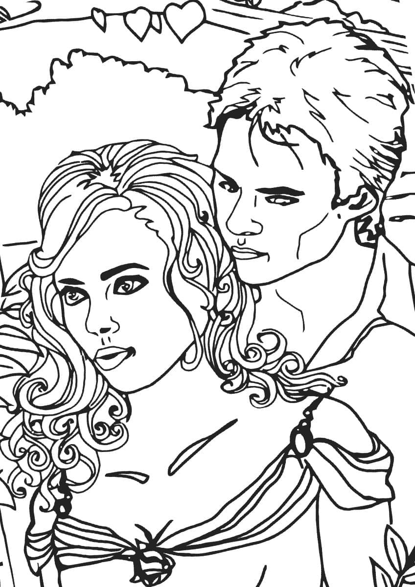 A girl and dracula coloring page