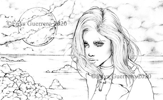 El despertar coloring page goth fantasy printable download