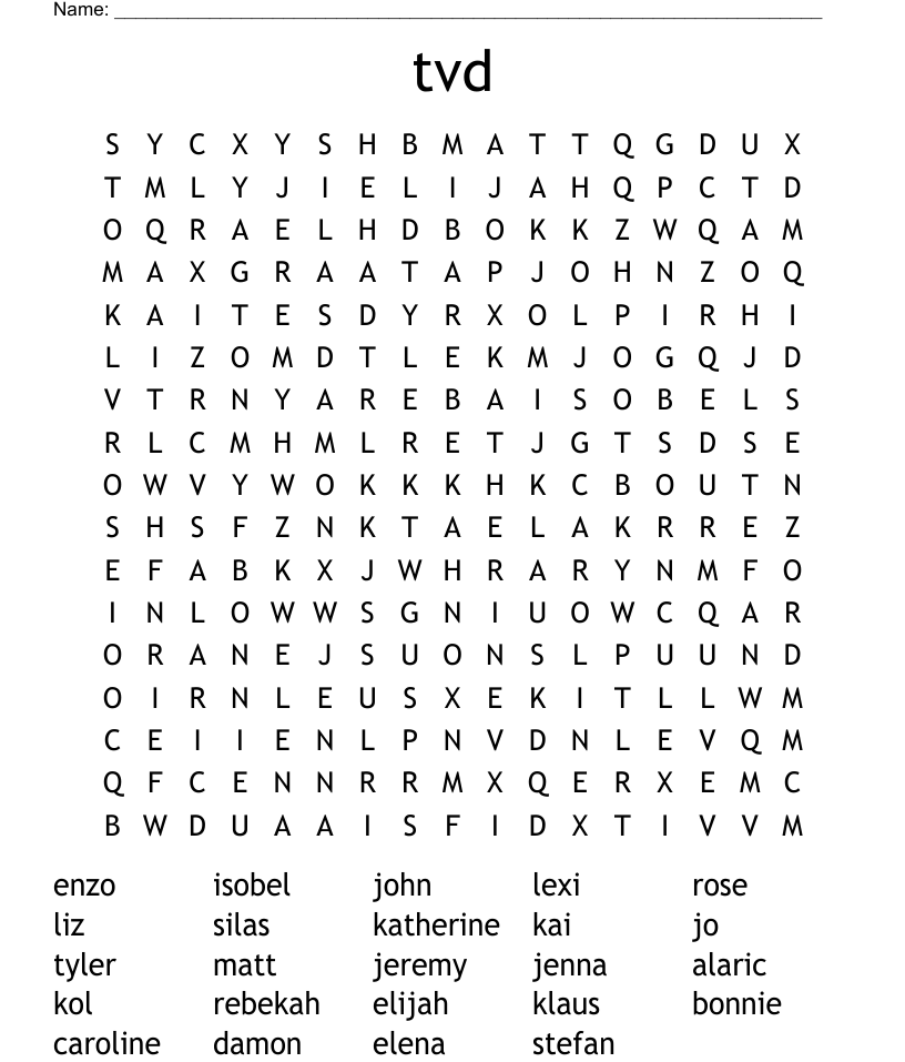 Tvd word search