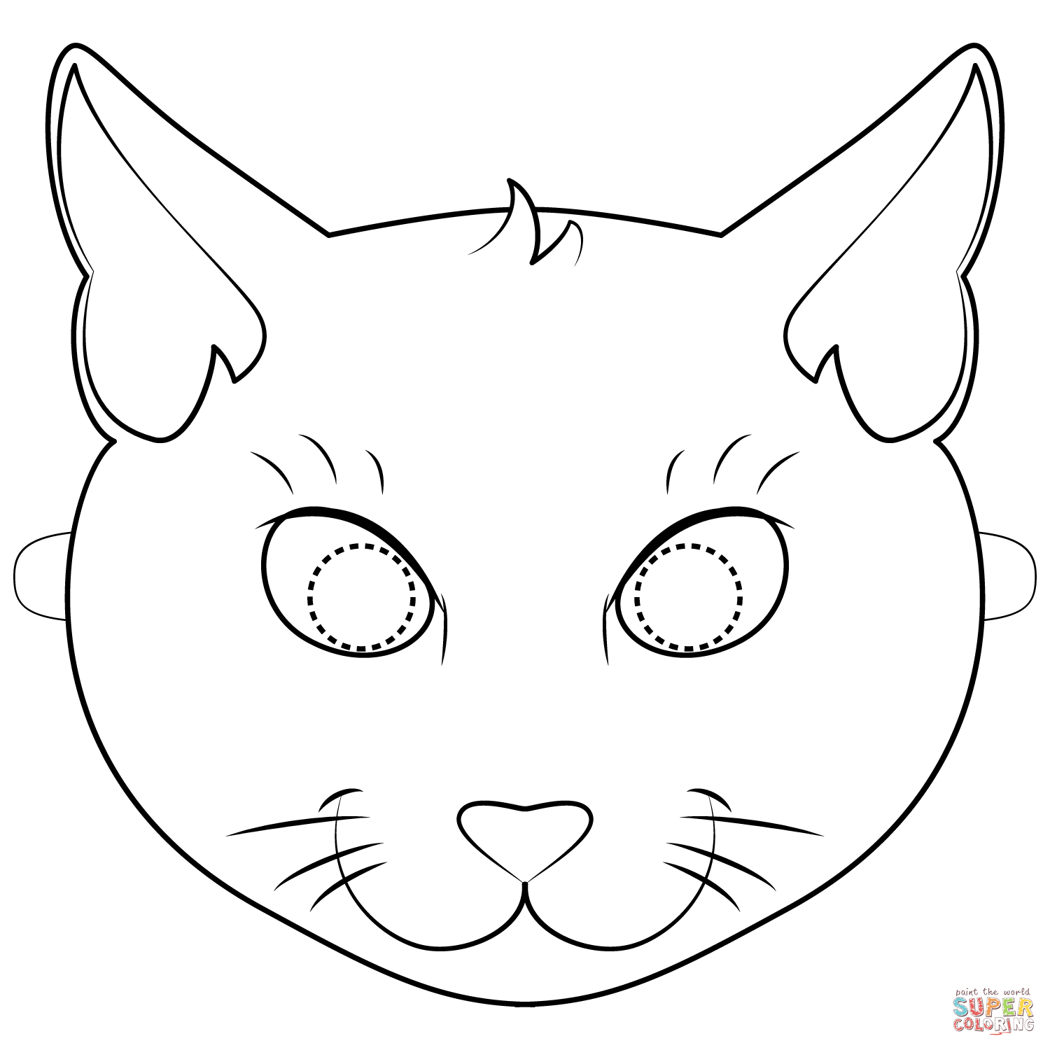 Black cat mask coloring page free printable coloring pages