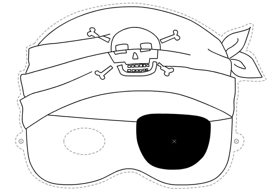 Halloween pirate mask coloring page