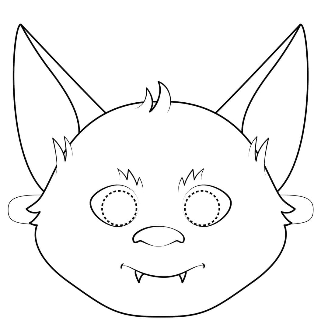 Halloween bat mask coloring page