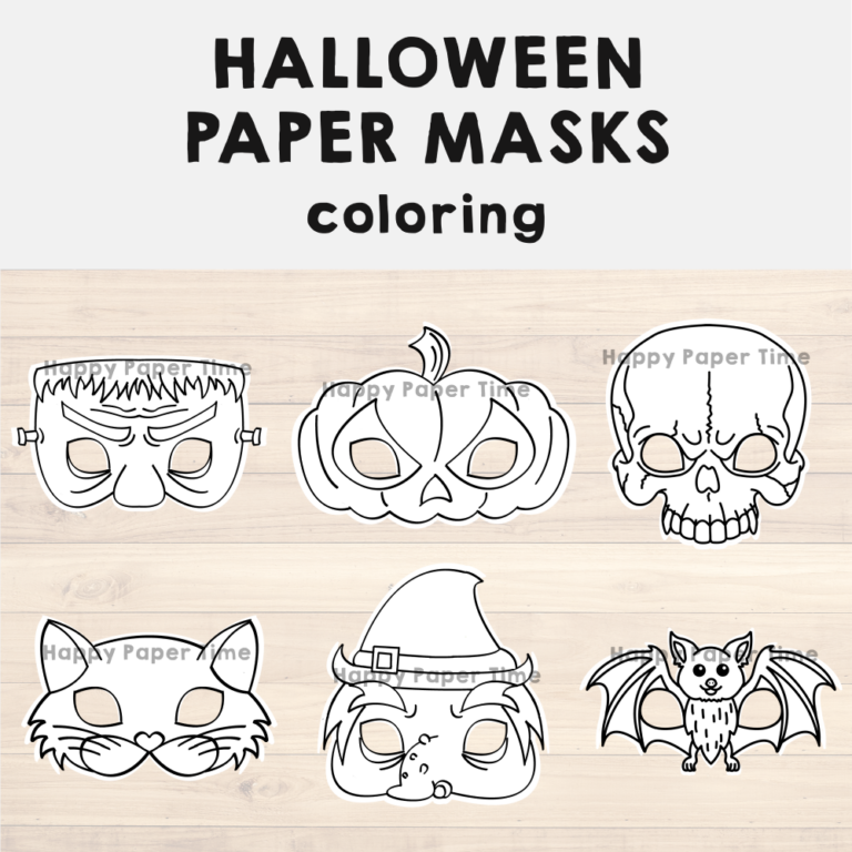 Halloween paper masks printable coloring craft activity costume template made by teachers