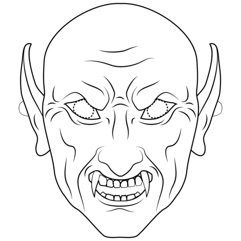 Vampire mask coloring page free printable coloring pages