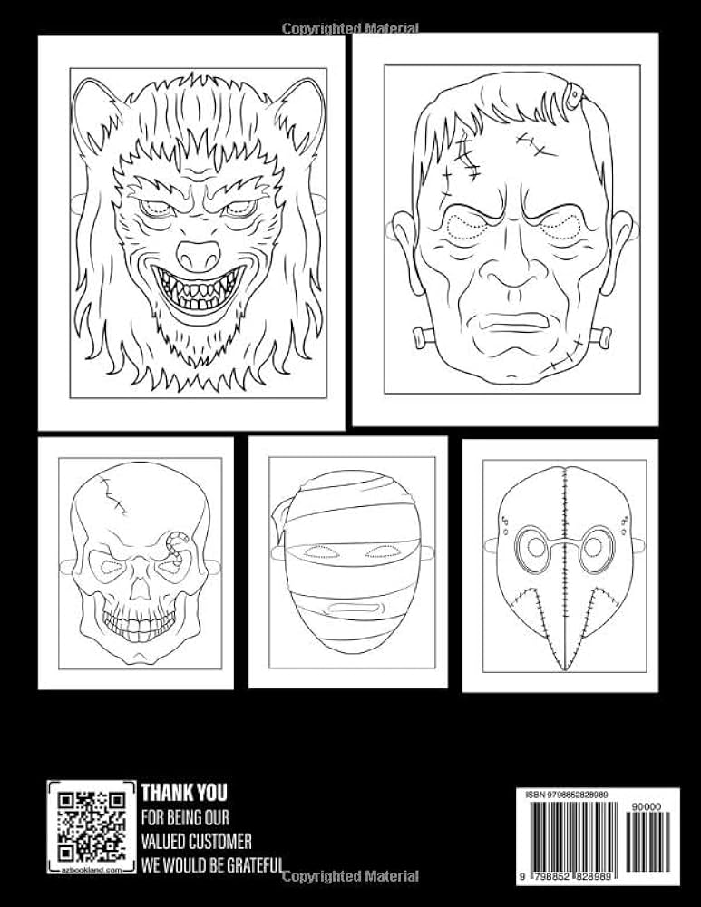 Halloween masks coloring book adorable coloring pages with many costume masks for teens adults to relieve stress and stress andrade moses libros