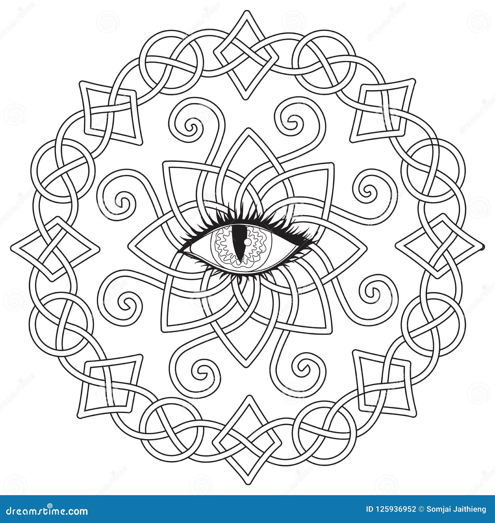 Celtic frame with vampire eye in the middle halloween theme for coloring book coloring page for anti stress printed tee and so stock vector