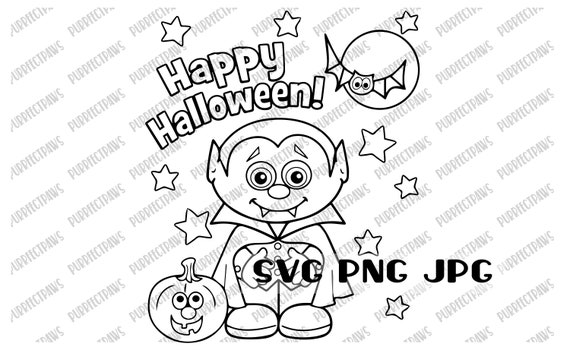 Happy halloween vampire coloring svg coloring page happy halloween coloring kids design clip art svg png jpg
