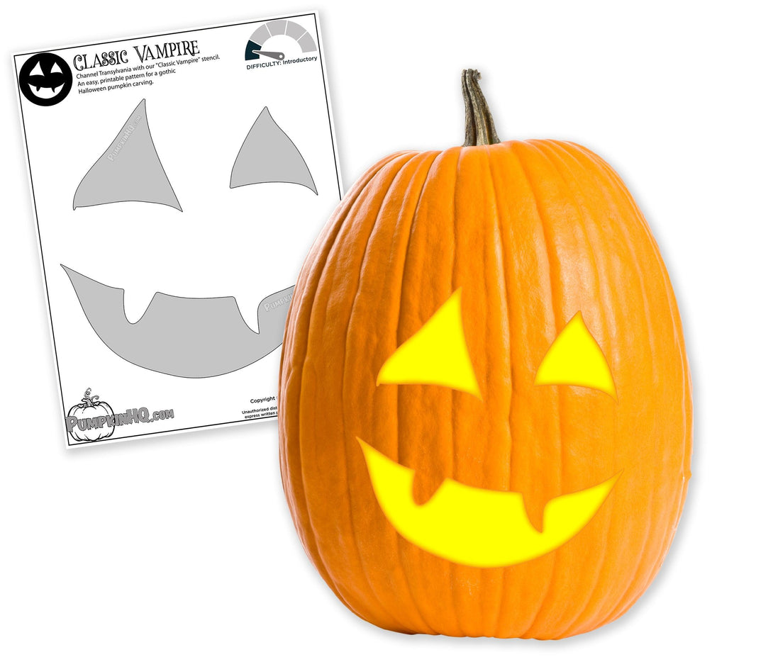 Classic vampire face pumpkin carving stencil