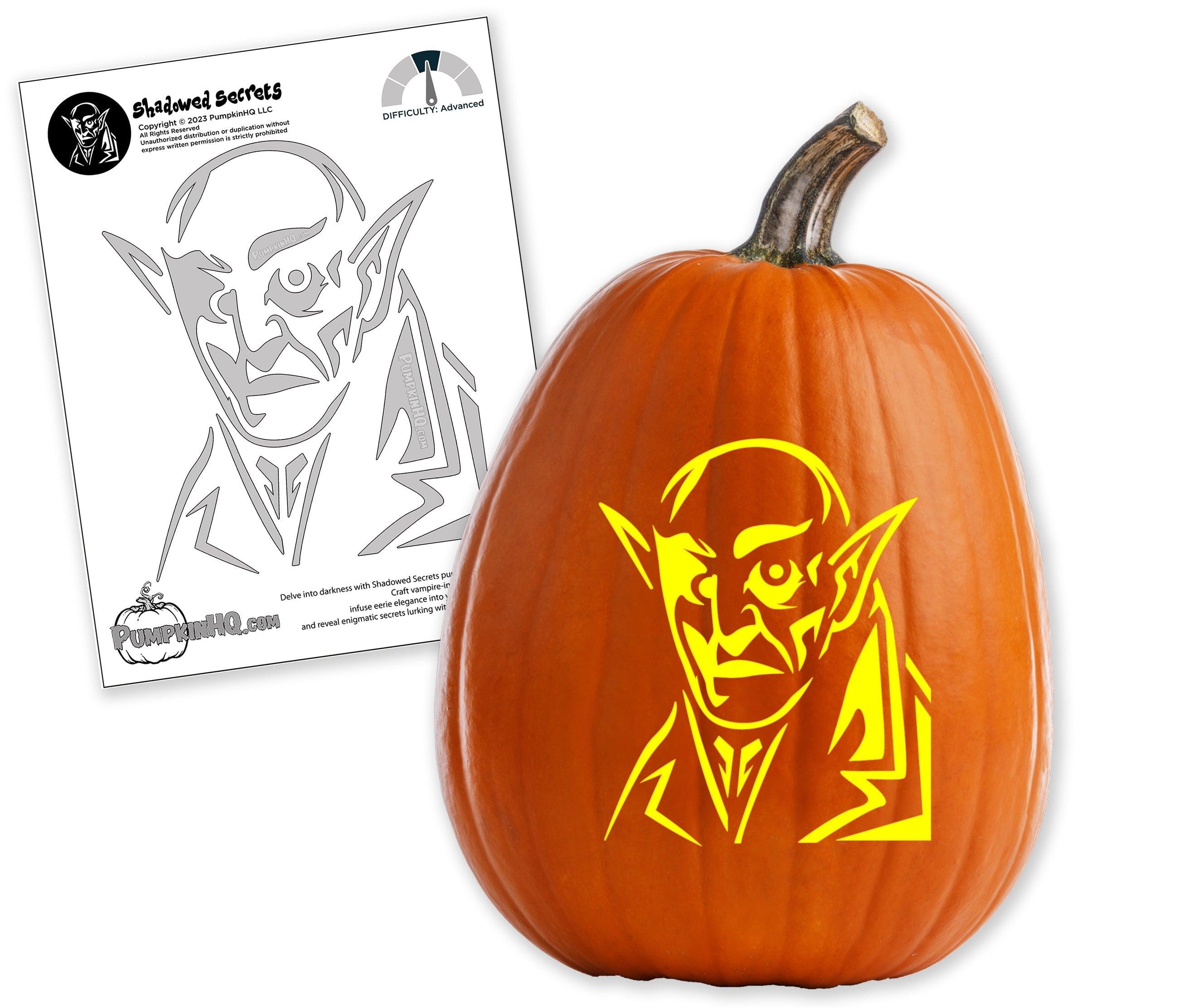 Dracula secrets pumpkin carving stencil