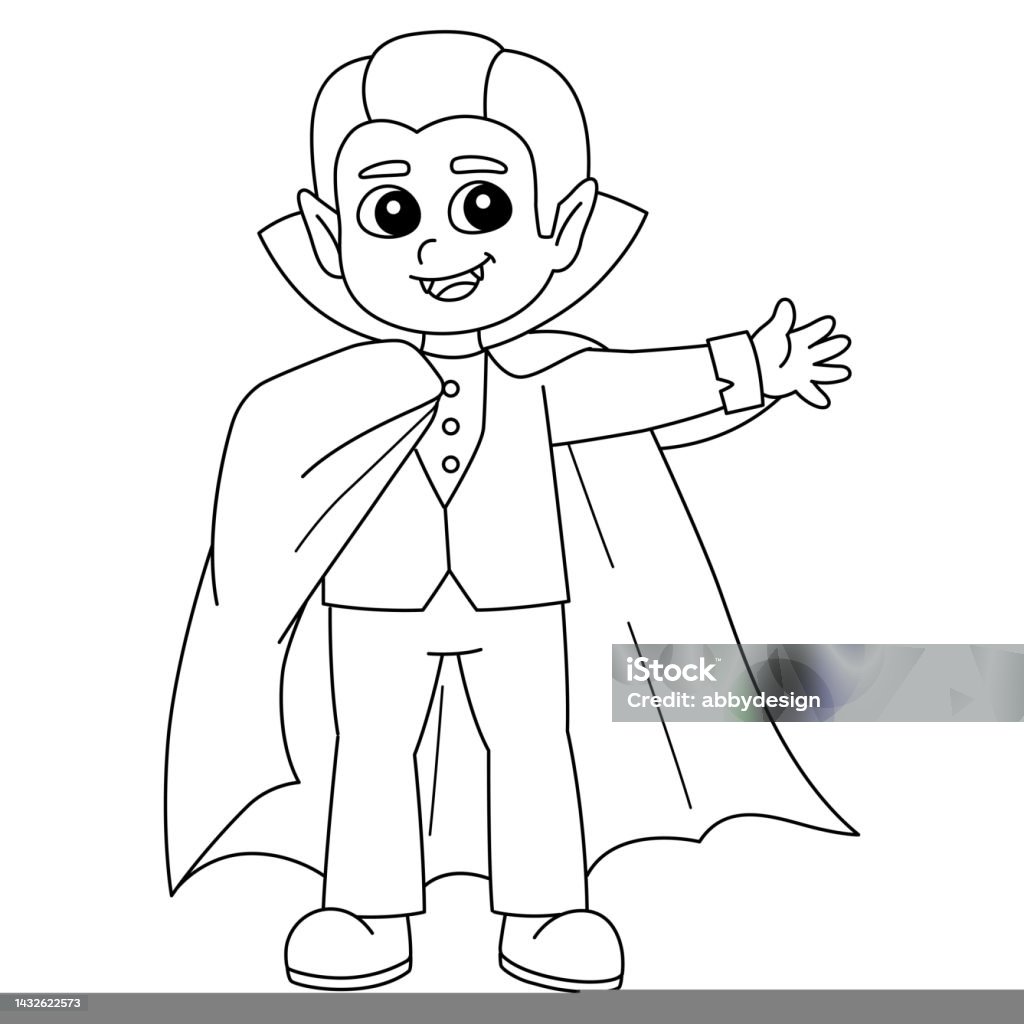 Vampire halloween coloring page isolated for kids stock illustration