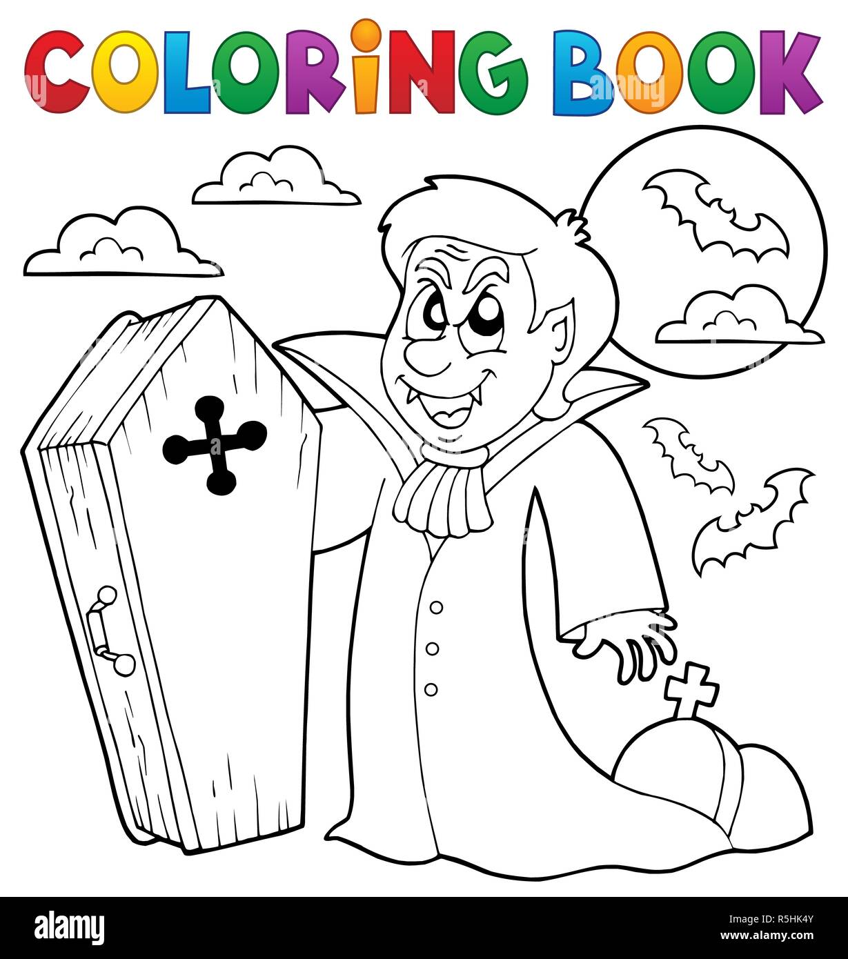 Coloring book vampire theme stock photo