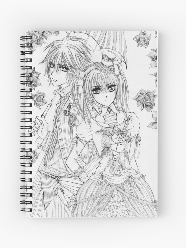 Vintage vampires umbrellas and rose petals spiral notebook for sale by photocdesign