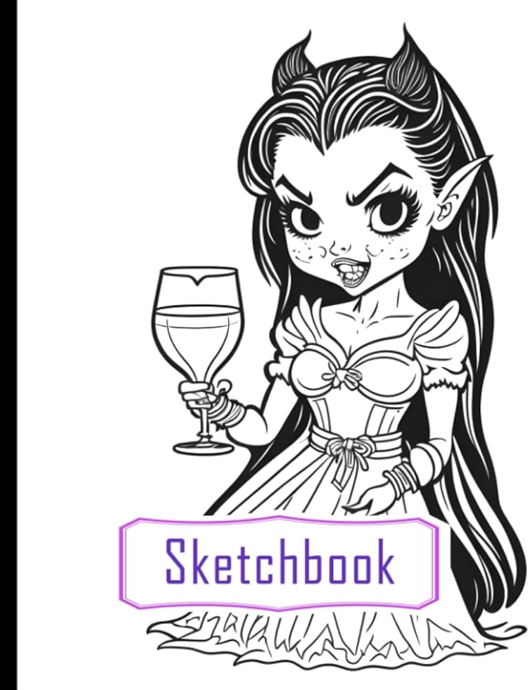 Sketch book coloring page cute female dracula big size x inches pages holloway homer books