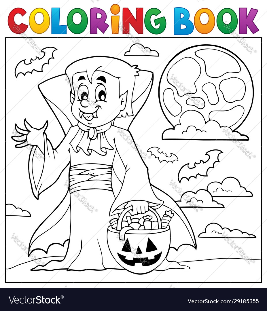 Coloring book with halloween vampire royalty free vector