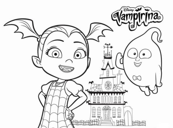 Vampirina walks with demi coloring page