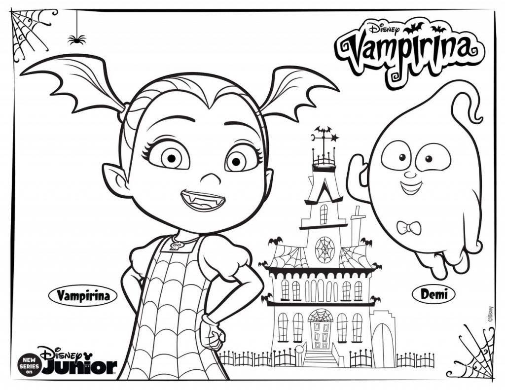 Vampirina and demi coloring page disney coloring pages family coloring pages coloring pages