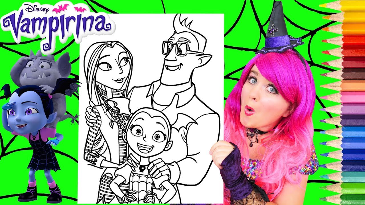 Coloring vampirina her family coloring page prismacolor pencils kimmi the clown