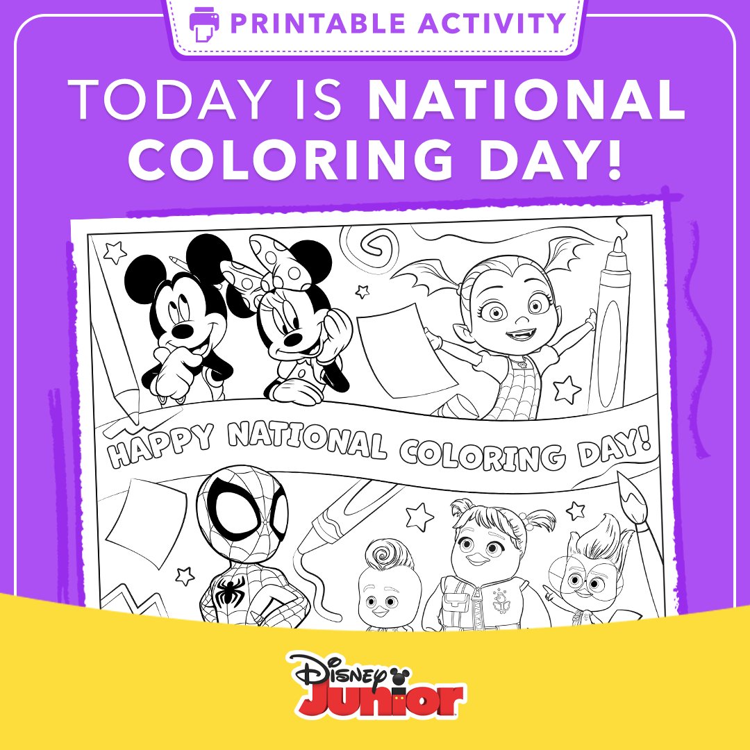 Disney junior on x were celebrating nationalcoloringday with this brand
