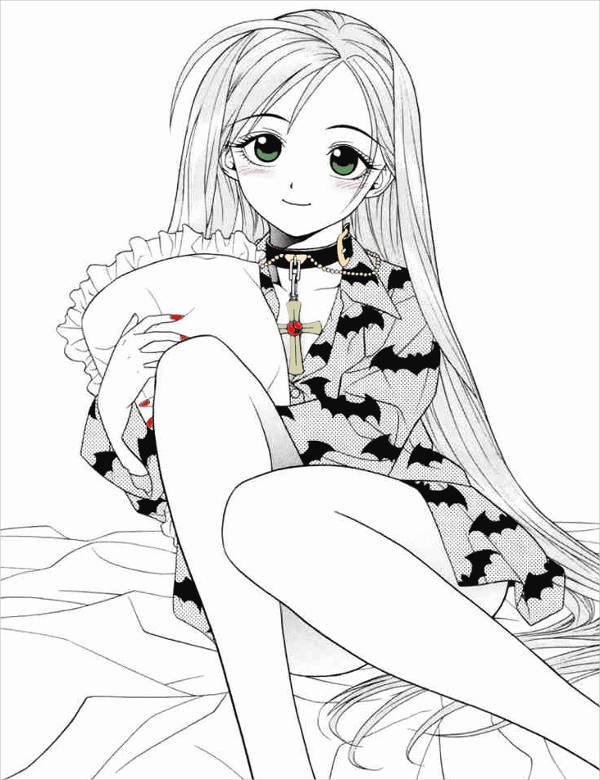 Anime girl coloring pages