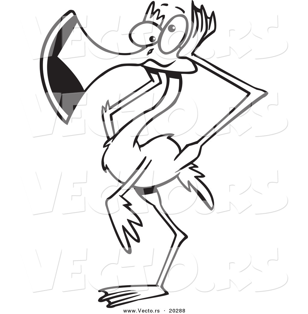 R of a cartoon flamingo covering his ea