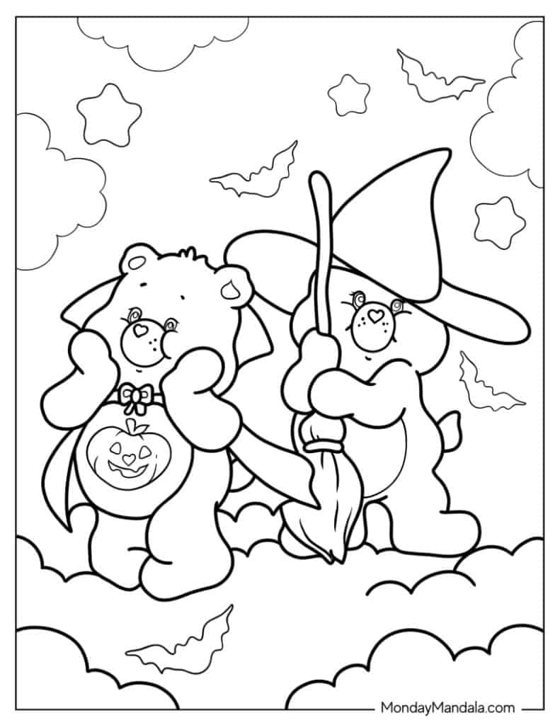 Care bears coloring pages free pdf printables
