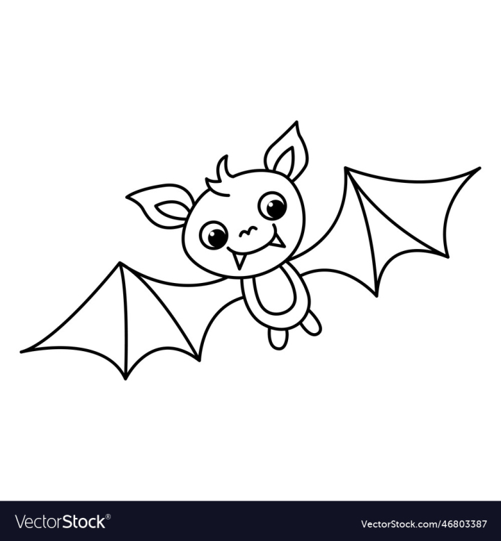 Free cute bat cartoon coloring page for kids