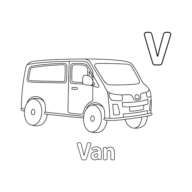 Premium vector van alphabet abc coloring page v