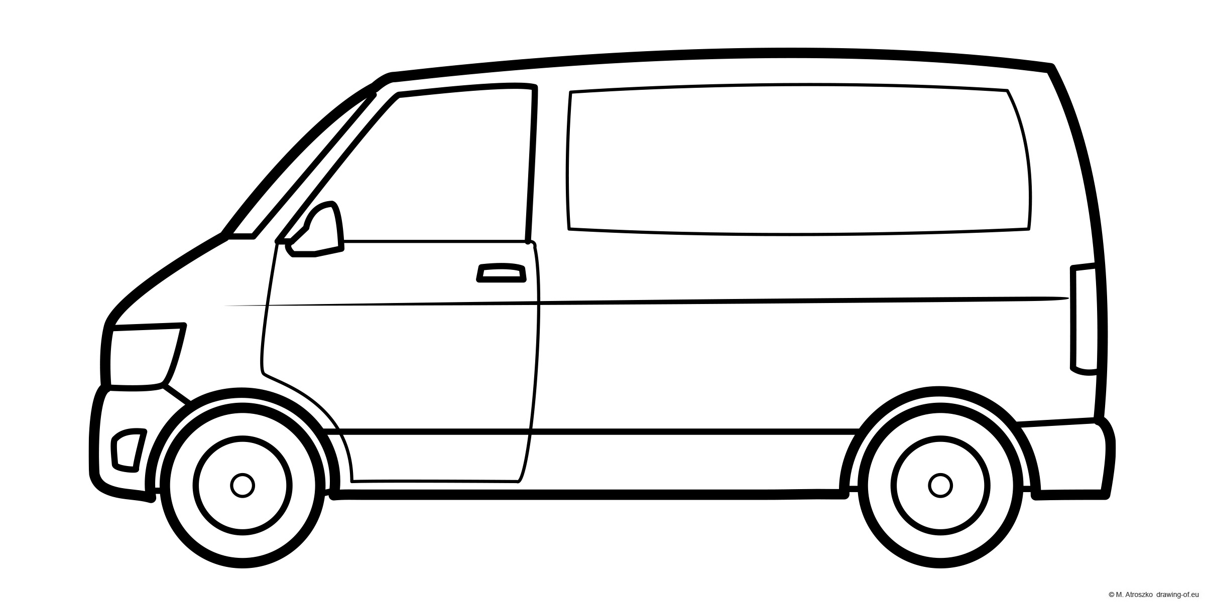 Transport van car coloring page â line art illustrations